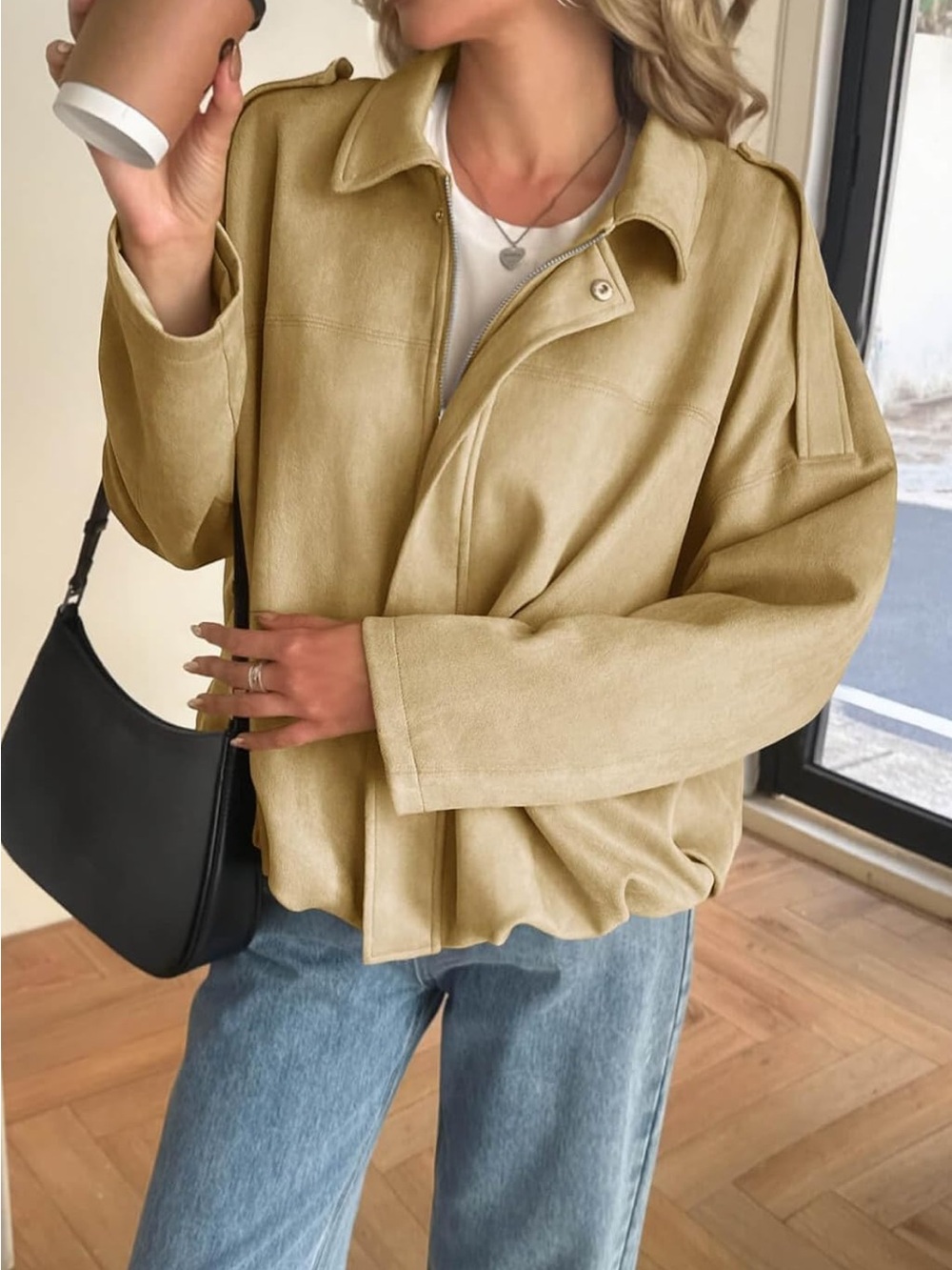NWT 🤎 Suede Bubble Oversized Jacket - Picture 8 of 14